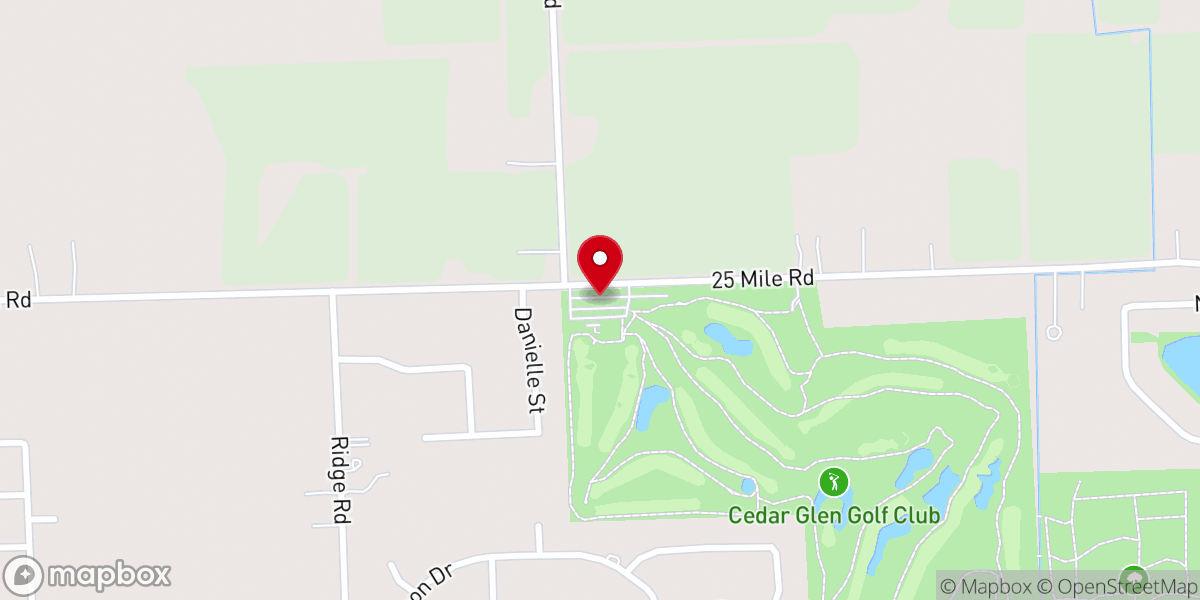 Map showing location of Cedar Glen Golf and Outing