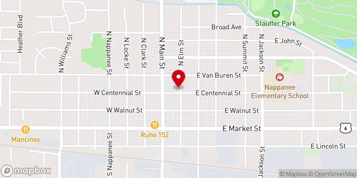Map showing location of Nappanee Church of God