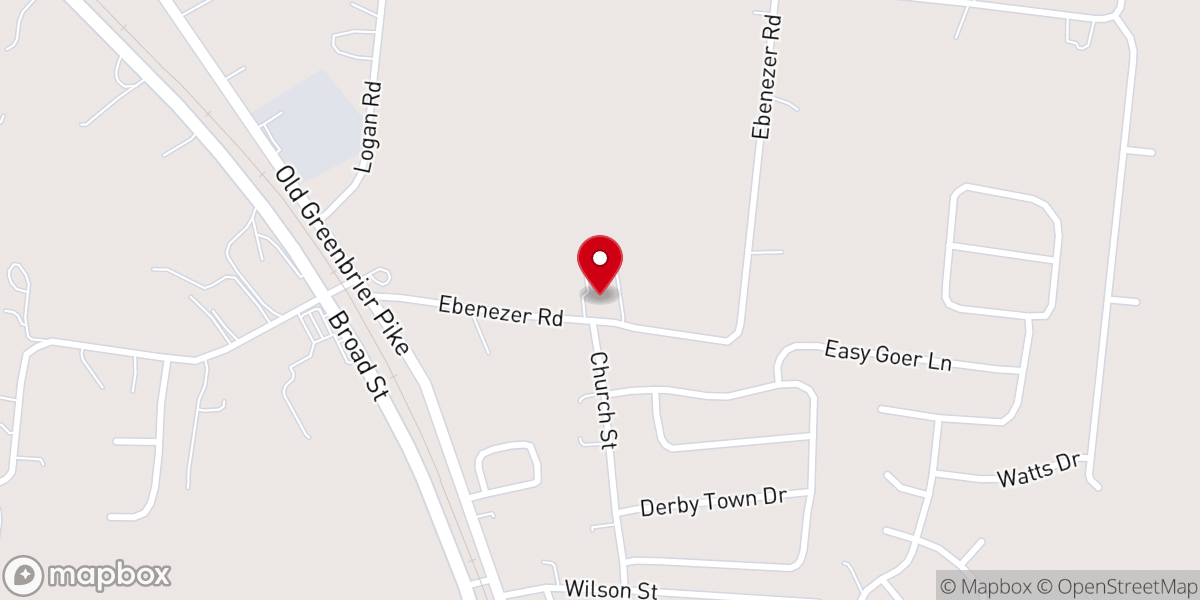 Map showing location of Ebenezer Baptist Church