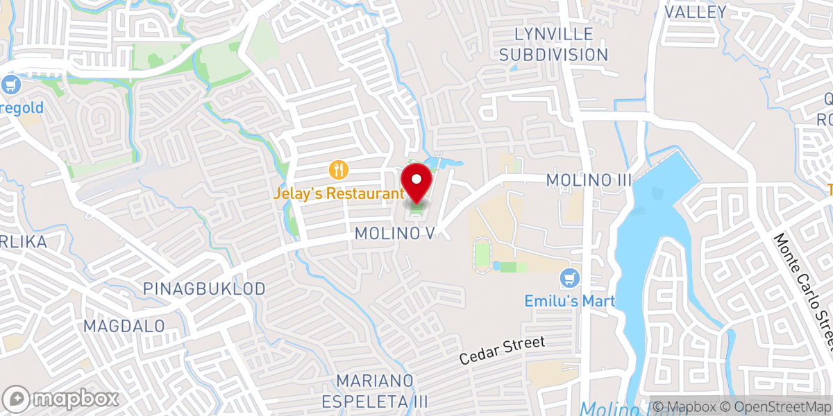 Map showing location of Sto. Niño de Molino Parish Church