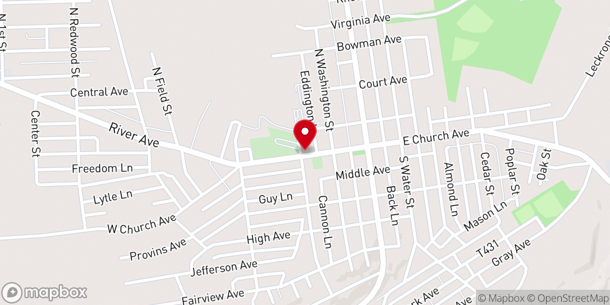 Map showing location of Masontown Brethren Church