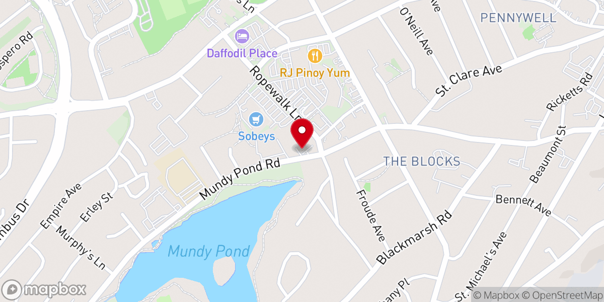 Map showing location of Kinsmen Club of St. John's Monument