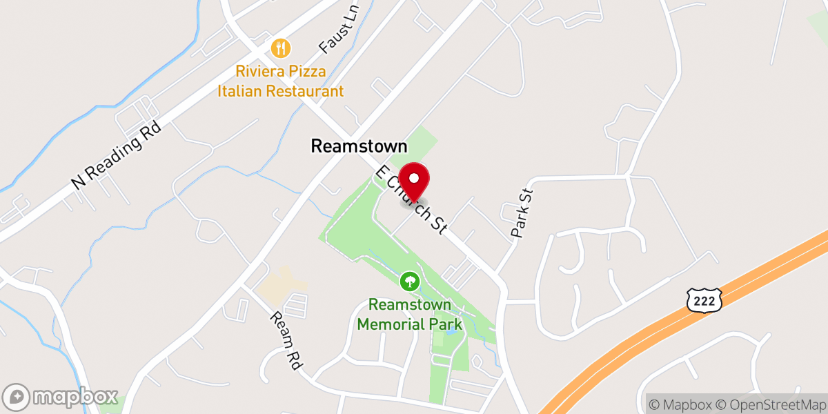 Map showing location of Reamstown Community Center