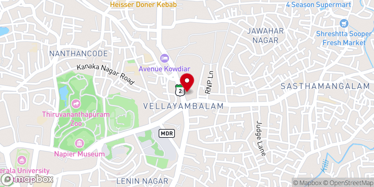 Map showing location of Archbishop's House - Roman Catholic Archdiocese of Trivandrum