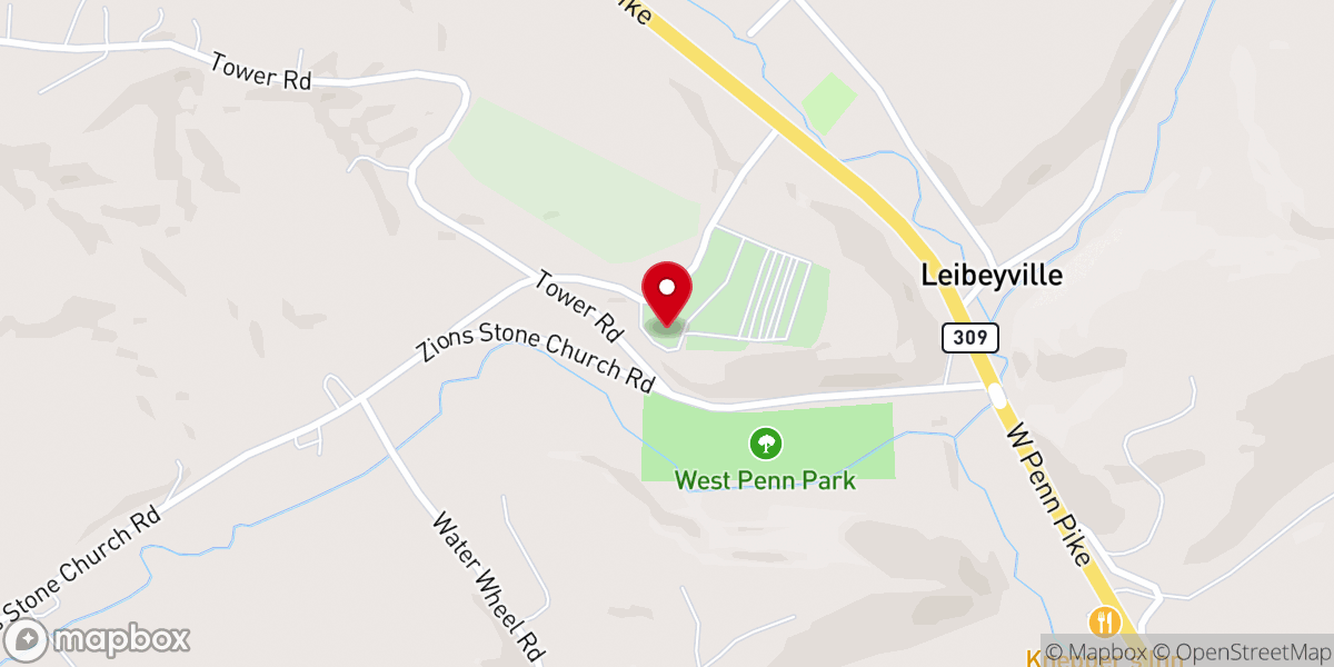 Map showing location of Zion's Stone Church of West Penn Township