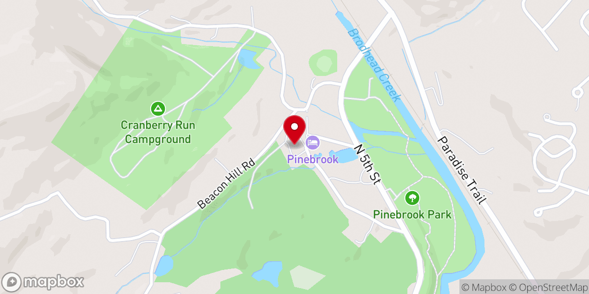 Map showing location of Pinebrook Bible Camp Fellowship Hall
