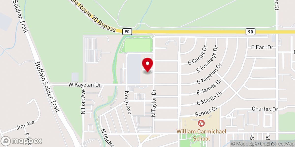 Map showing location of Sierra Vista Bethel Church