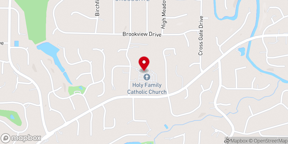 Map showing location of Holy Family Catholic Church