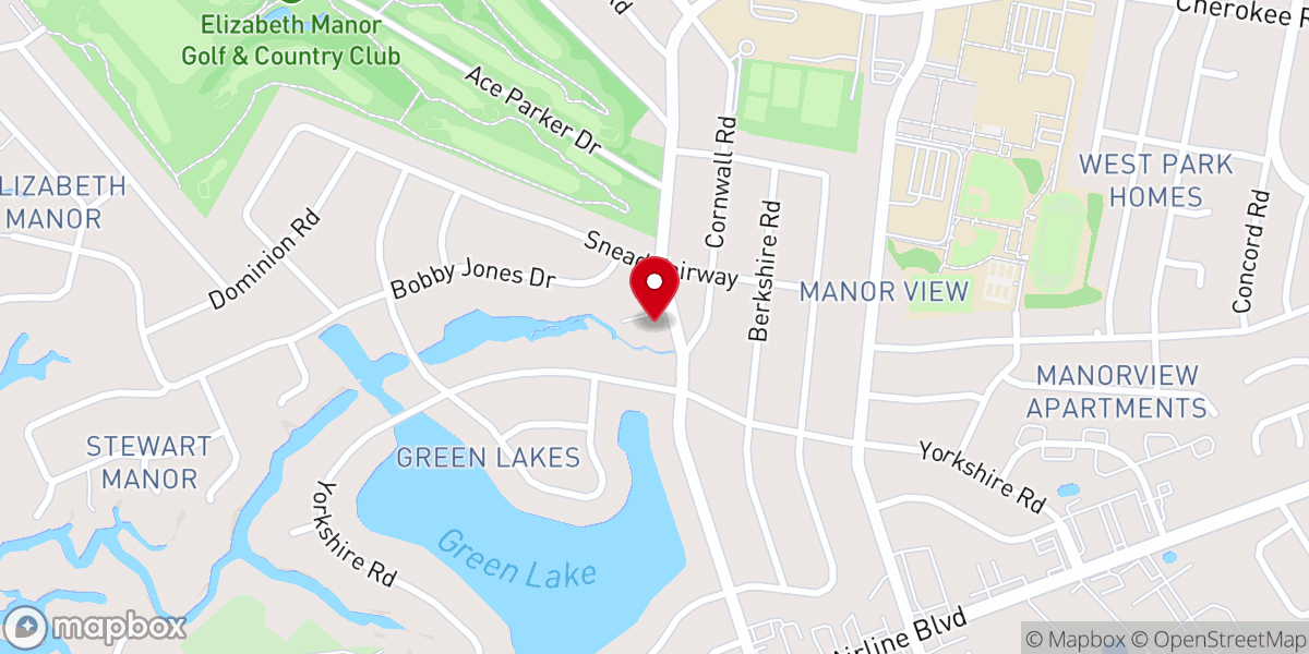 Map showing location of Green Lakes Baptist Church