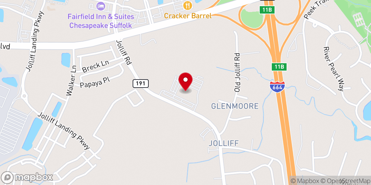 Map showing location of Alive Church Western Branch Campus