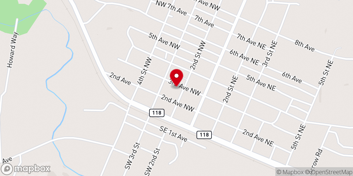 Map showing location of Carbon Hill Presbyterian Church