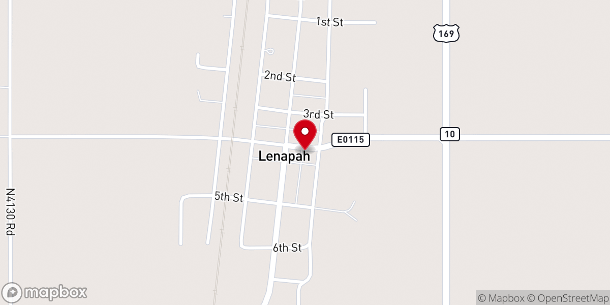 Map showing location of Lenapah United Methodist Church