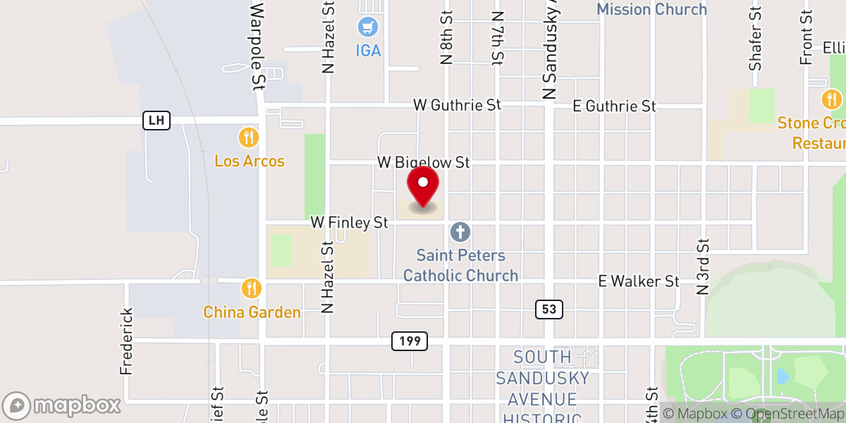 Map showing location of St. Peter's Catholic School