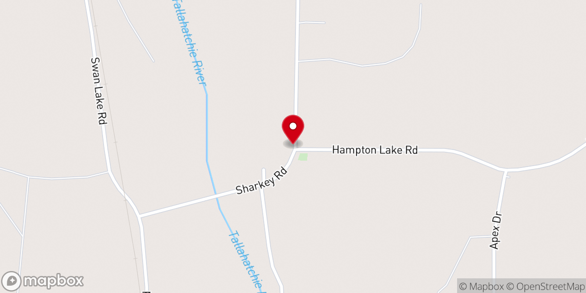 Map showing location of Persimmon Grove Church