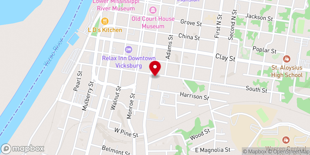 Map showing location of First Presbyterian Church Of Vicksburg