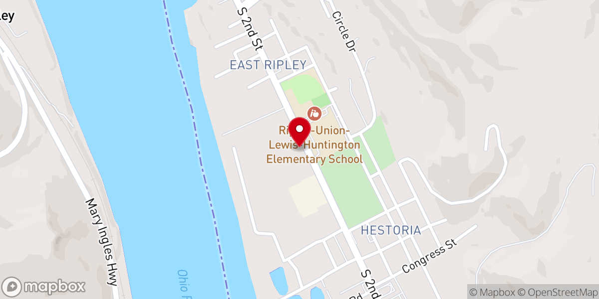 Map showing location of First Southern Baptist Church-Ripley