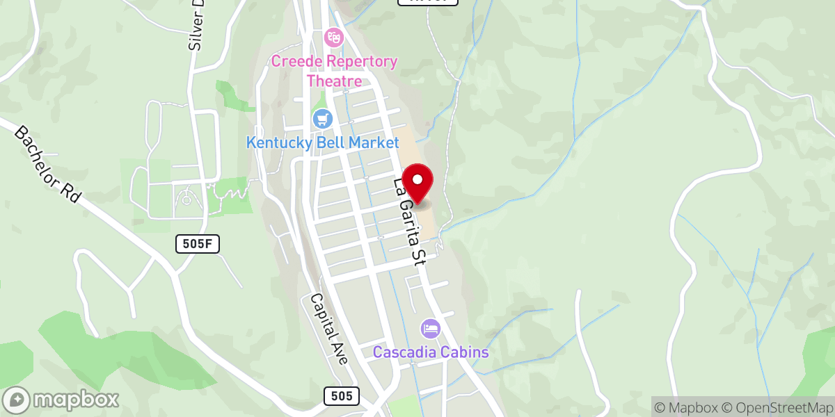 Map showing location of Creede Baptist Church