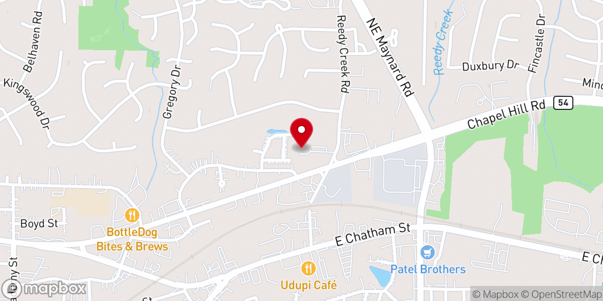 Map showing location of Telugu Christian Fellowship of North Carolina