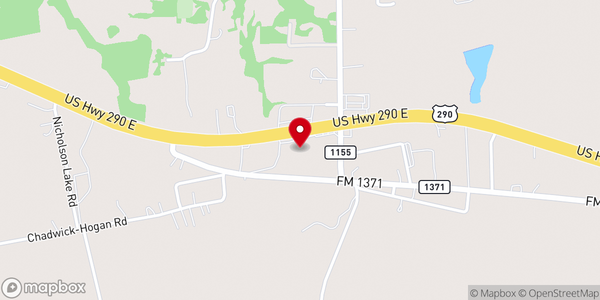 Map showing location of Chappell Hill Barbecue Bakery