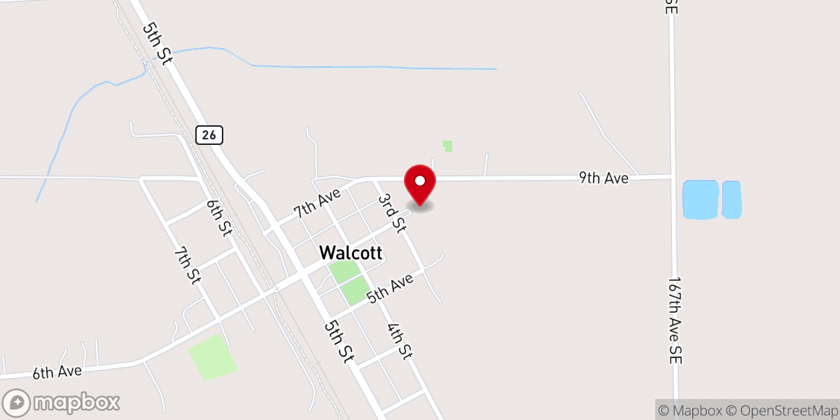Map showing location of Walcott Lutheran Church