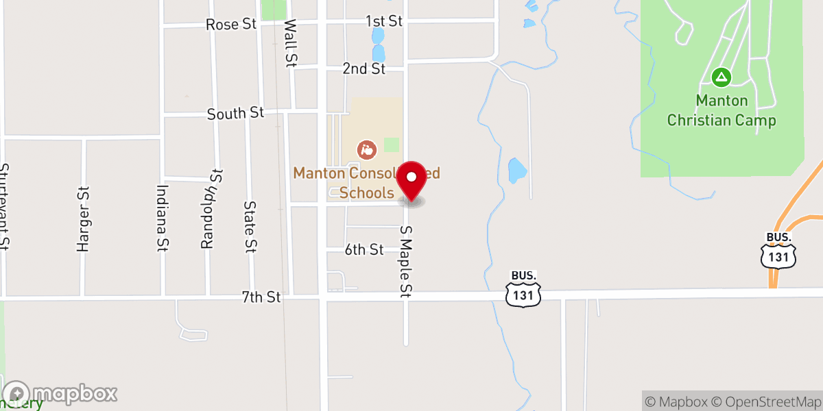 Map showing location of Manton Seventh-day Adventist Church