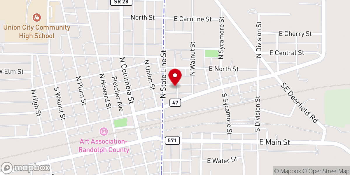 Map showing location of Union City Church of the Brethren