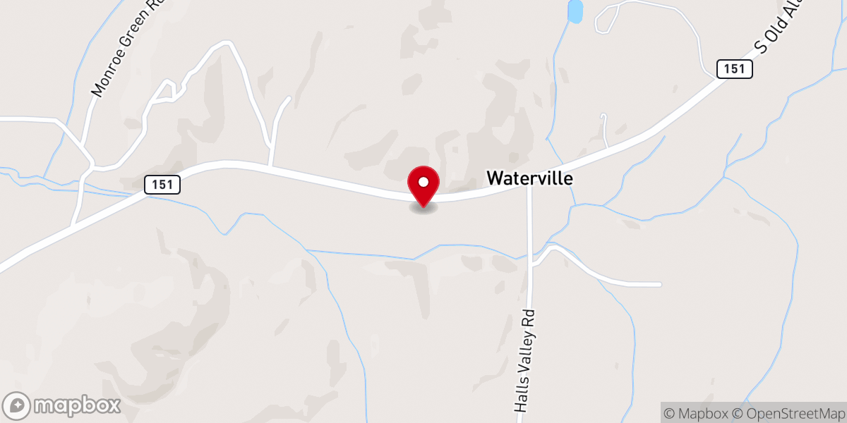 Map showing location of Waterville Baptist Church