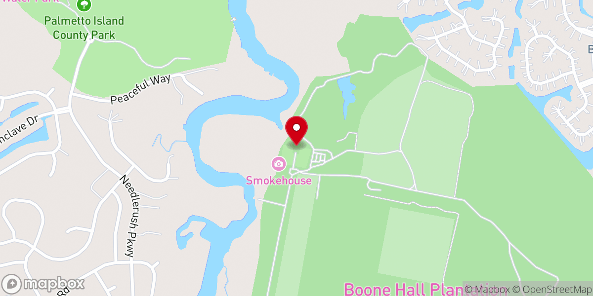 Map showing location of Boone Hall Plantation & Gardens