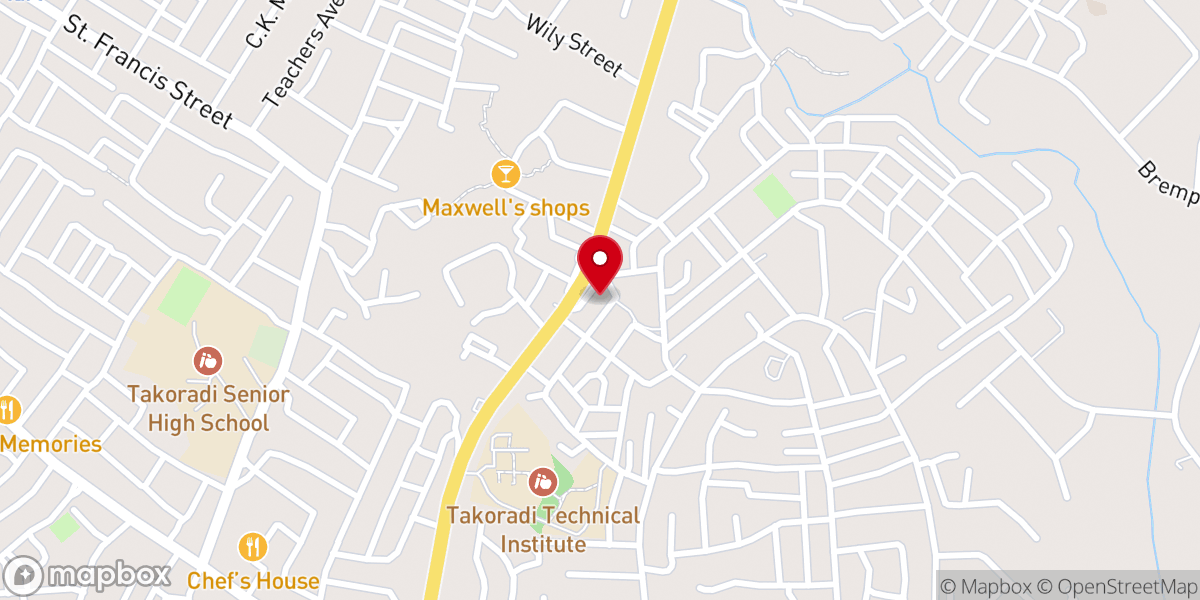 Map showing location of The Church of Pentecost- Effiakuma Central