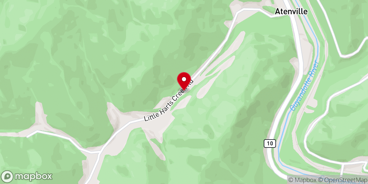 Map showing location of Little Harts Church