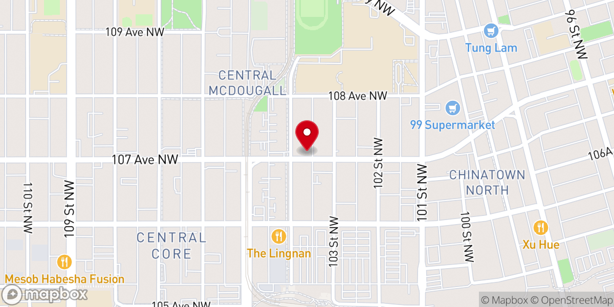 Map showing location of Edmonton Vietnamese Mennonite Church