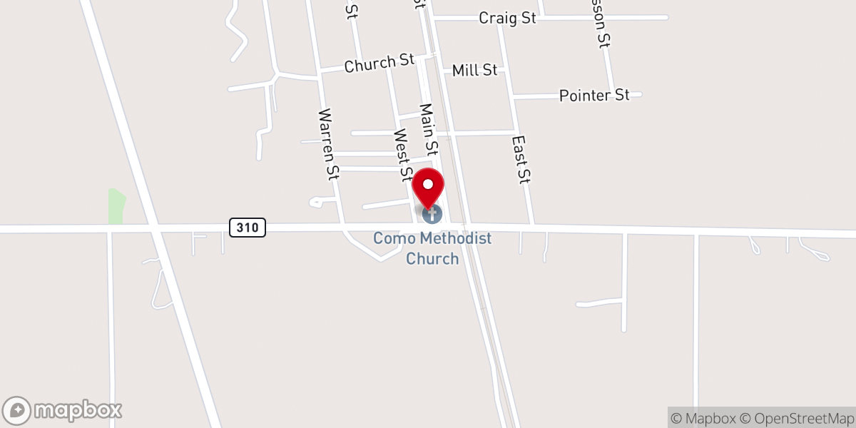 Map showing location of Como Methodist Church