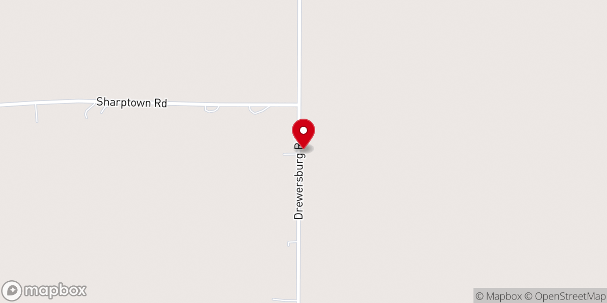 Map showing location of Drewersburg Church