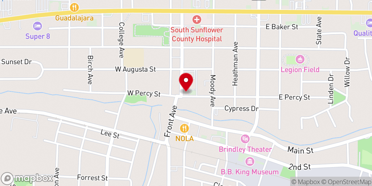 Map showing location of First Baptist Church Youth Building