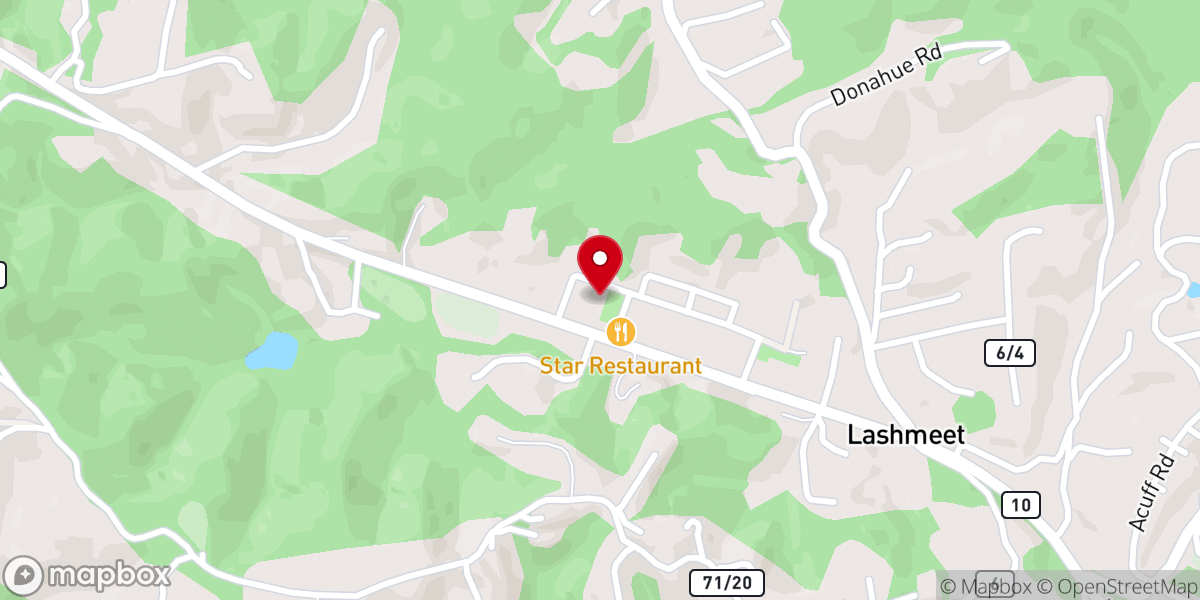 Map showing location of Lashmeet Church of God