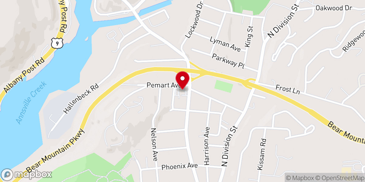 Map showing location of First Baptist Church of Peekskill