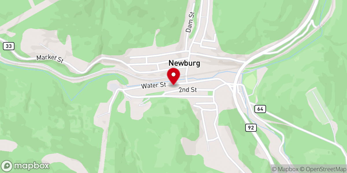 Map showing location of Newburg Community Church