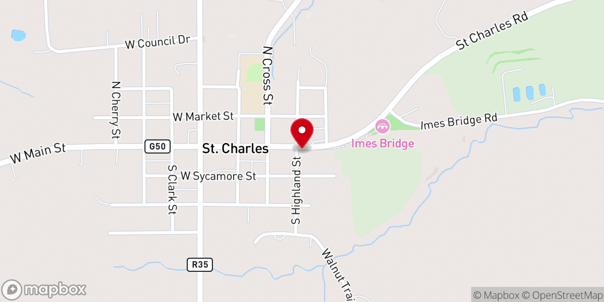 Map showing location of St Charles Welcome Center