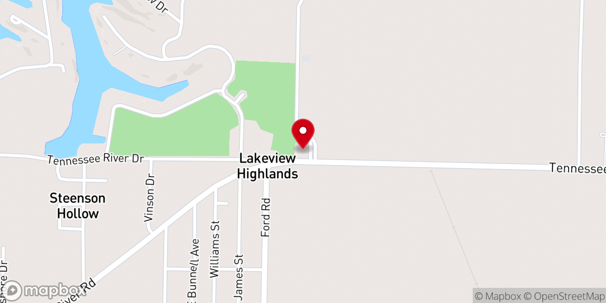 Map showing location of Lakeview Heights United Methodist Church