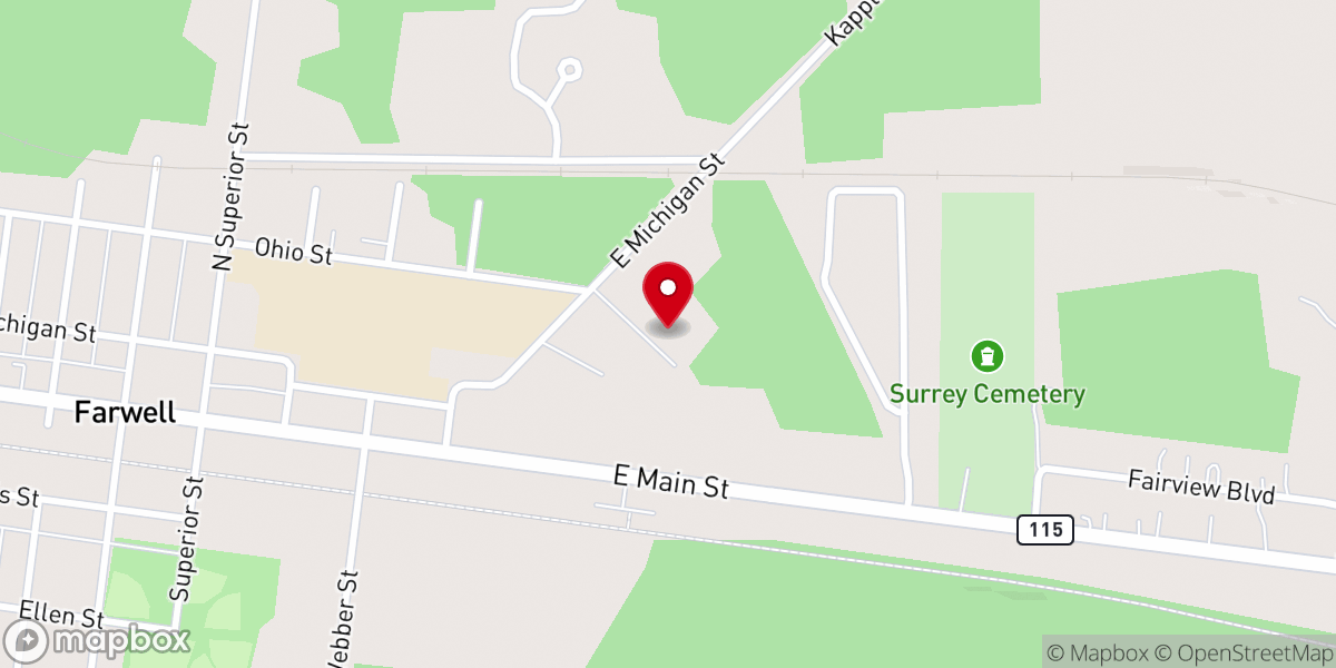 Map showing location of Farwell Church of Christ