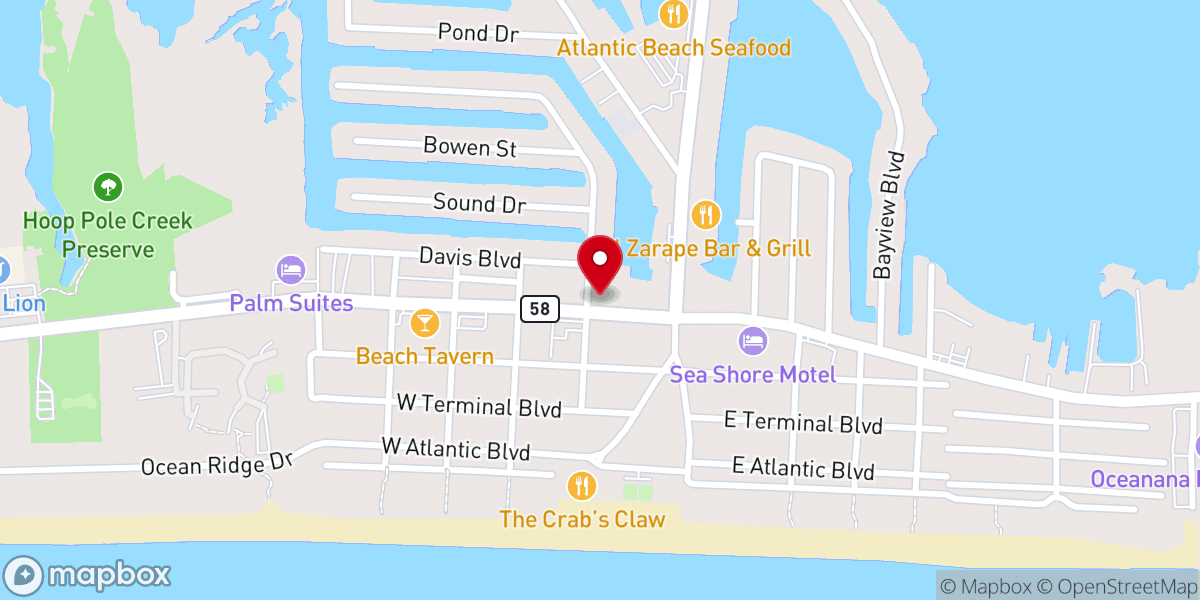 Map showing location of Life Church Atlantic Beach