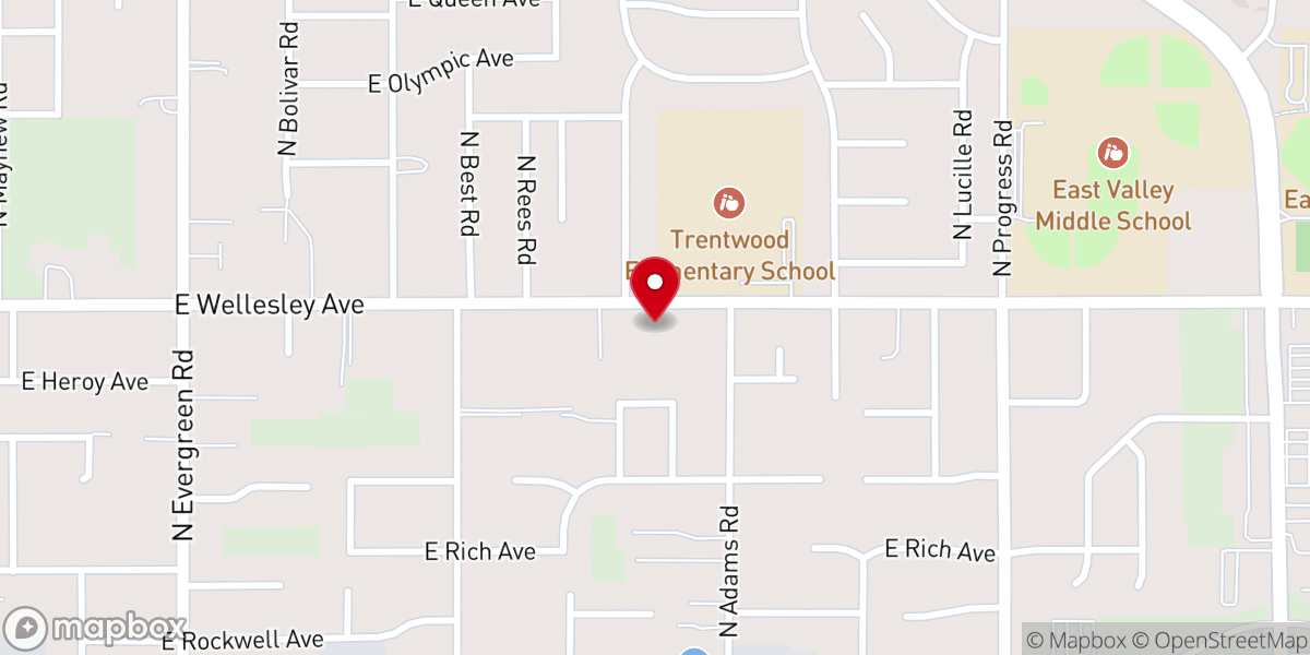 Map showing location of East Valley Baptist Church