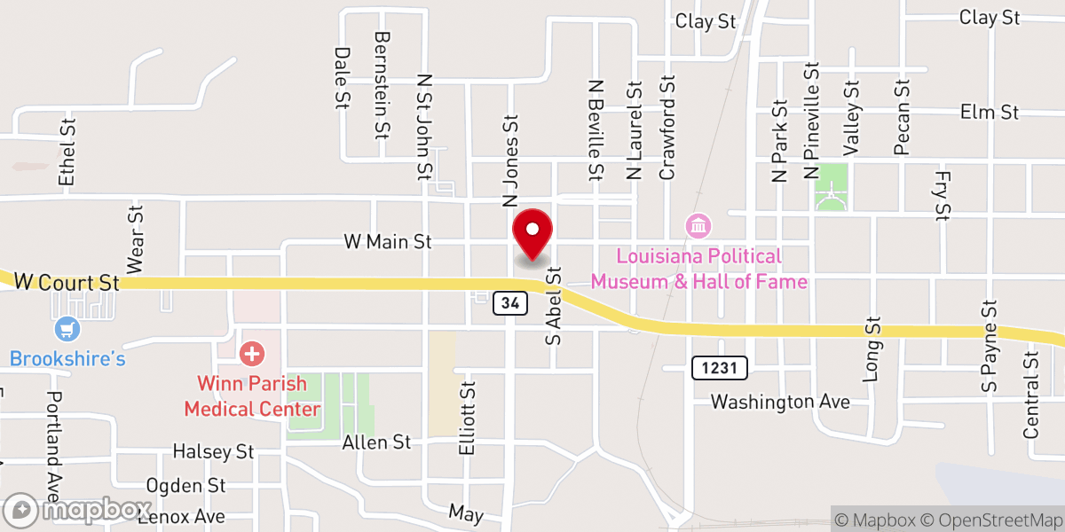 Map showing location of Winn Parish Assessor's Office