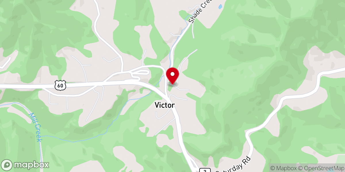 Map showing location of Victor United Methodist Church