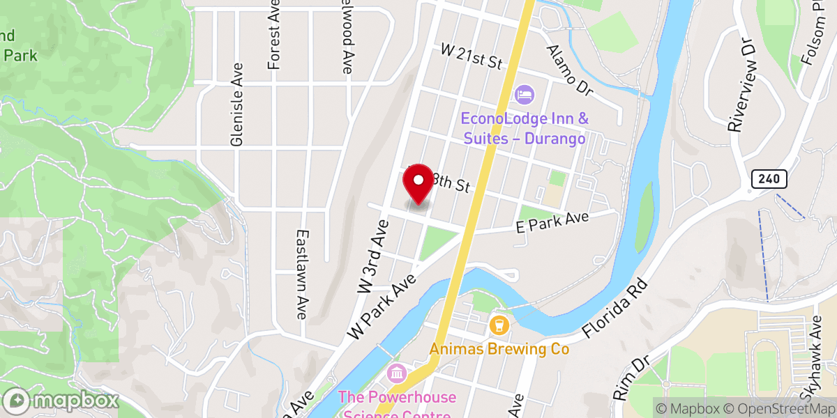 Map showing location of Overland Church Durango