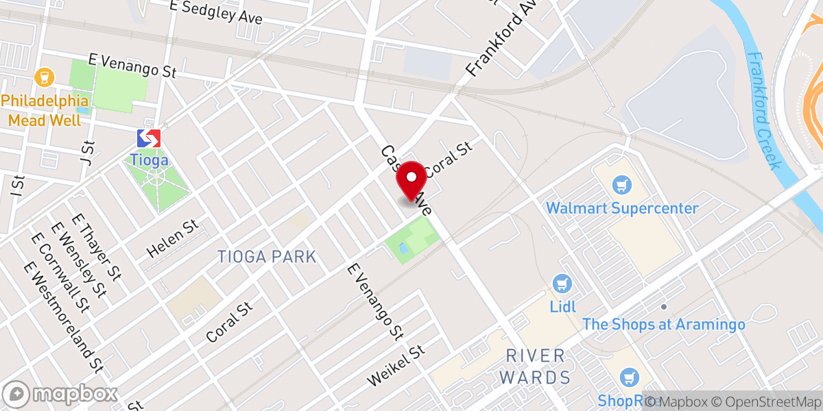 Map showing location of Bethel Baptist Church