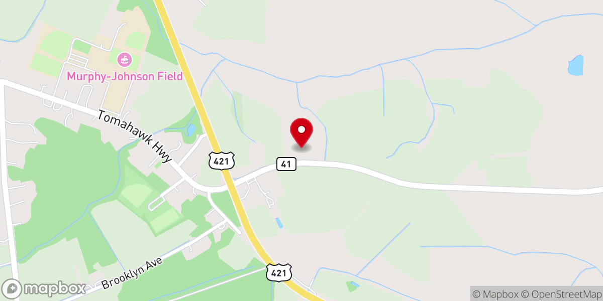 Map showing location of Crossroads Baptist Church
