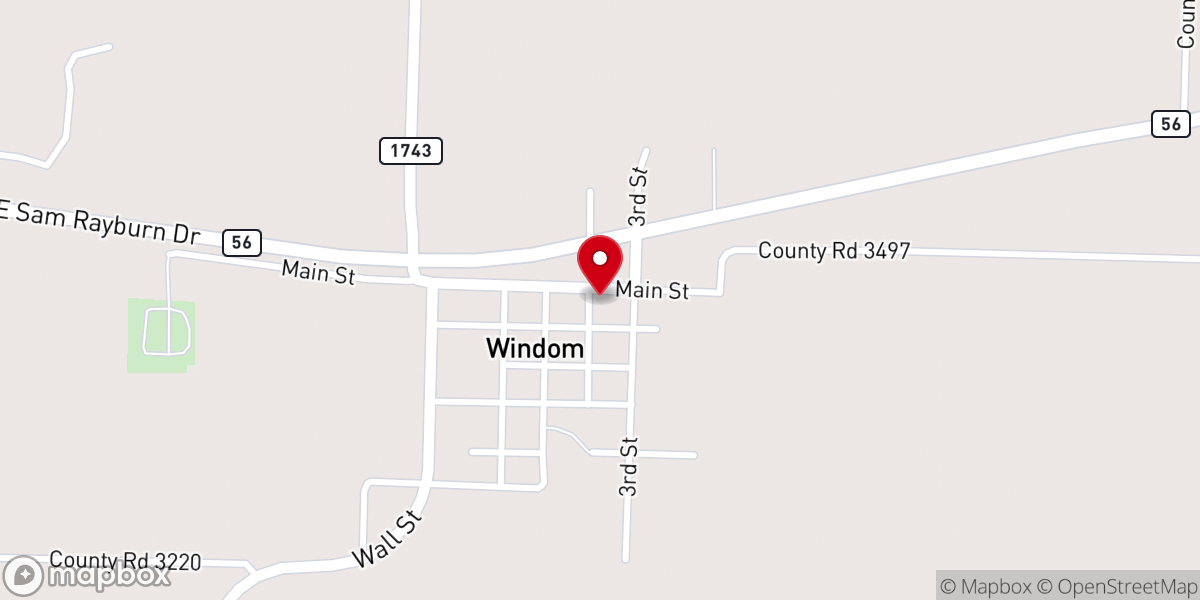 Map showing location of Windom Feed Sack