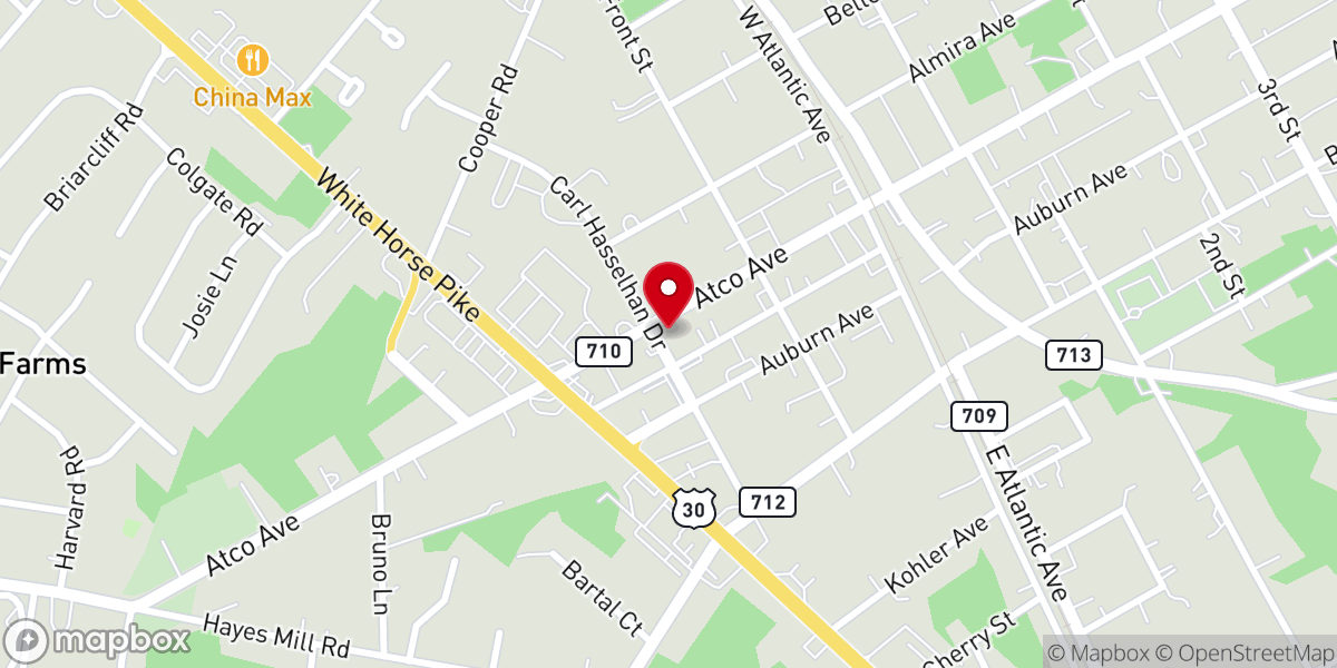 Map showing location of Atco United Methodist Church