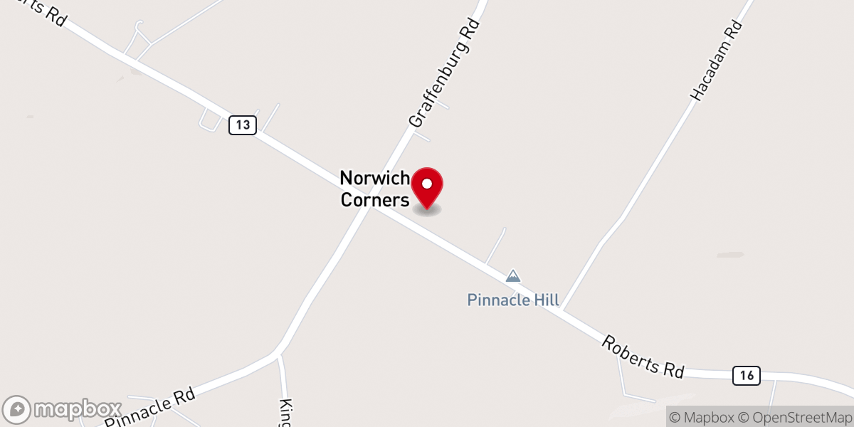 Map showing location of Norwich Corners Christian Church